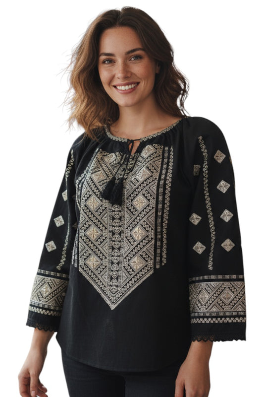 Ie traditionala romaneasca maneca lunga neagra189