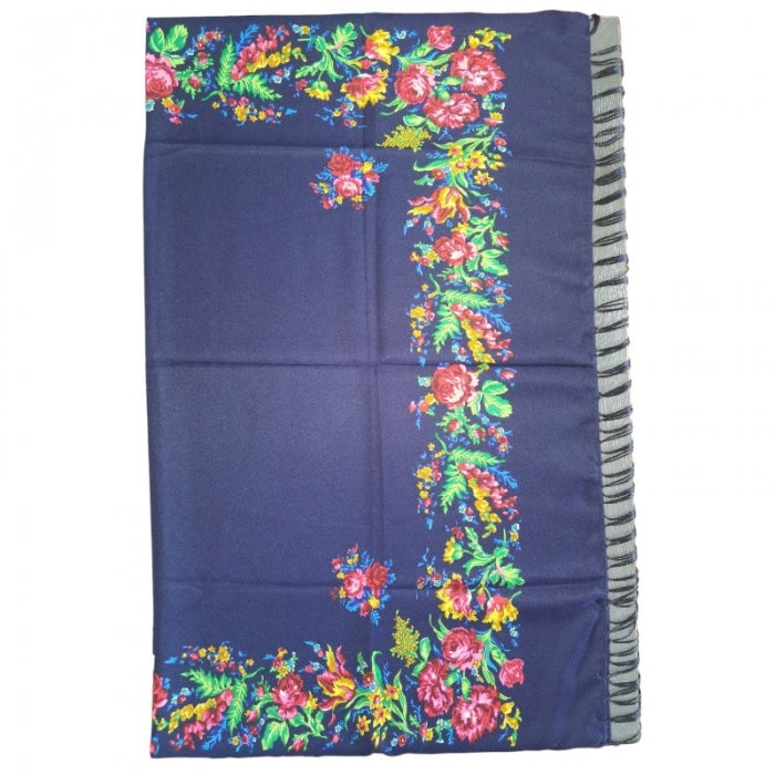 Batic traditional  bleumarin cu jura flori