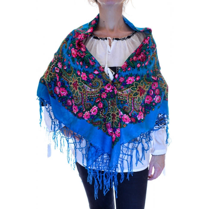 Batic traditional ciucuri albastru