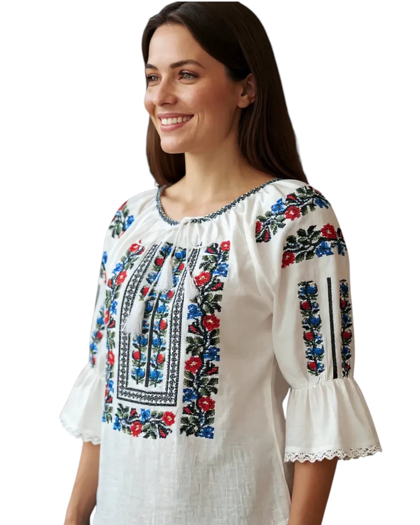 ie romaneasca de dama brodata cu motive florale
