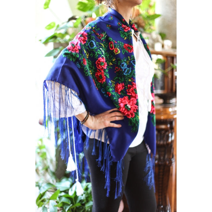 Sal albastru inchis inflorat