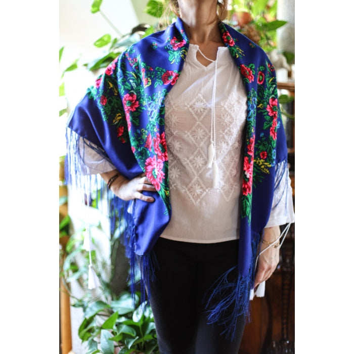 Sal albastru inchis inflorat