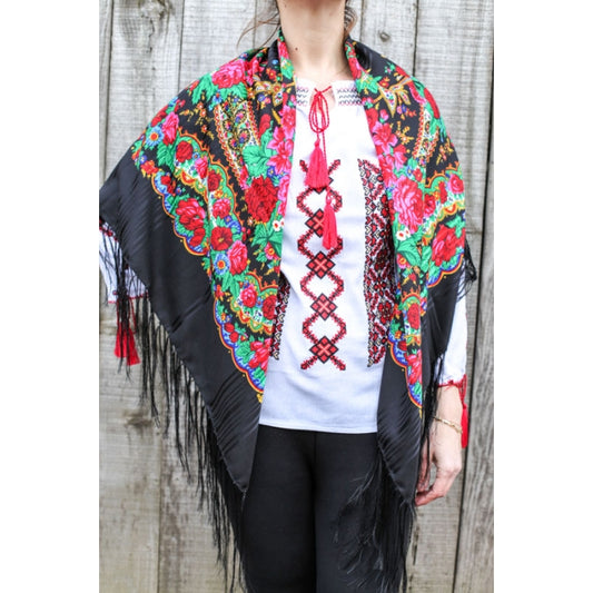 Sal traditional negru inflorat