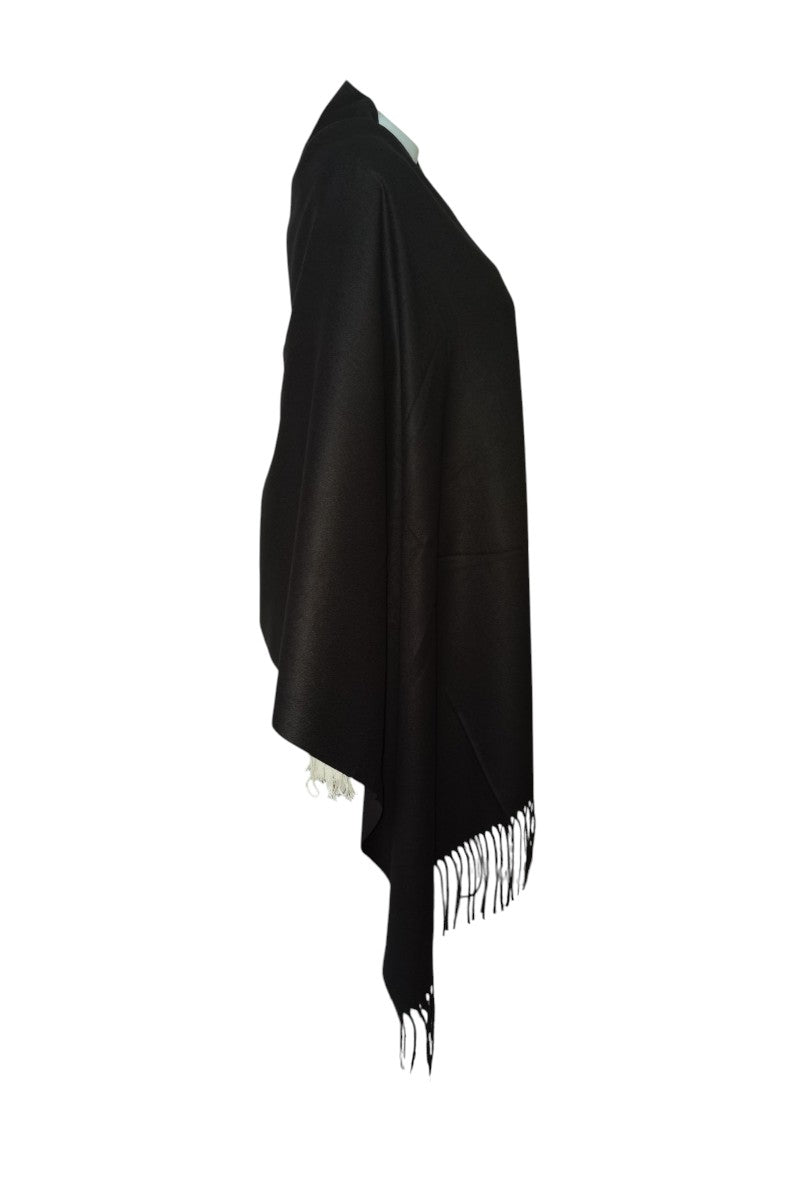 Black scarf with fringe on a white background