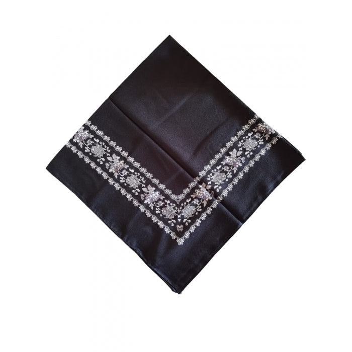 Batic traditional negru cu flori gri