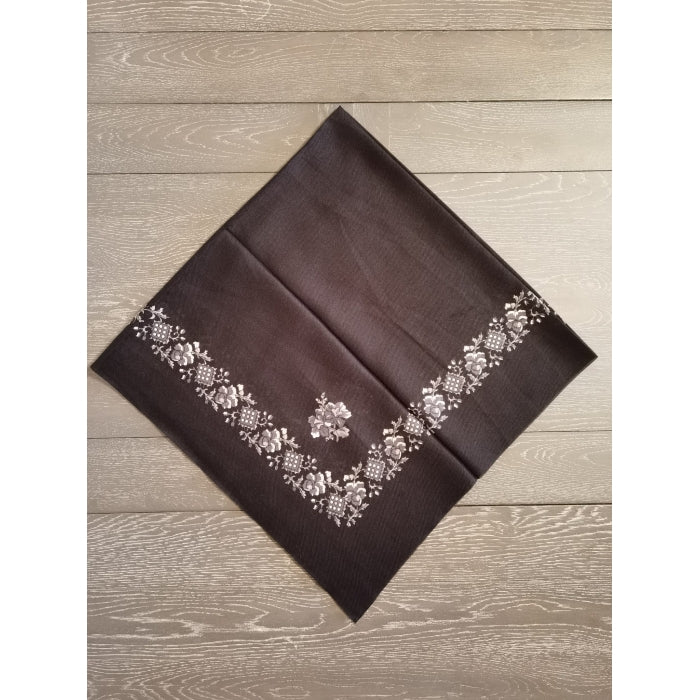 Batic traditional negru cu flori gri