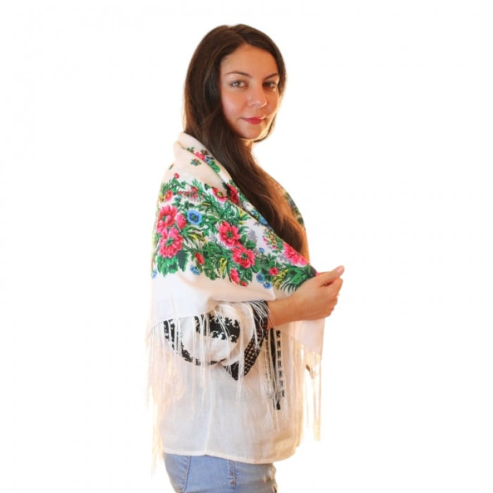 Batic Traditional Roxana inflorat cu franjuri